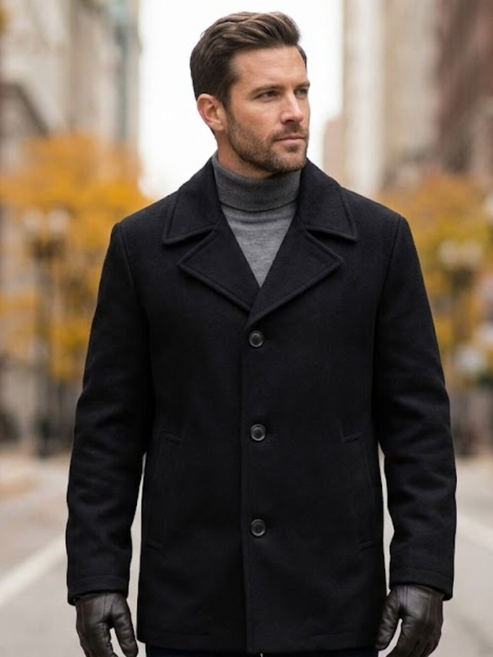 London Fog Men’s Wool Blend  Coat Black Size XXL